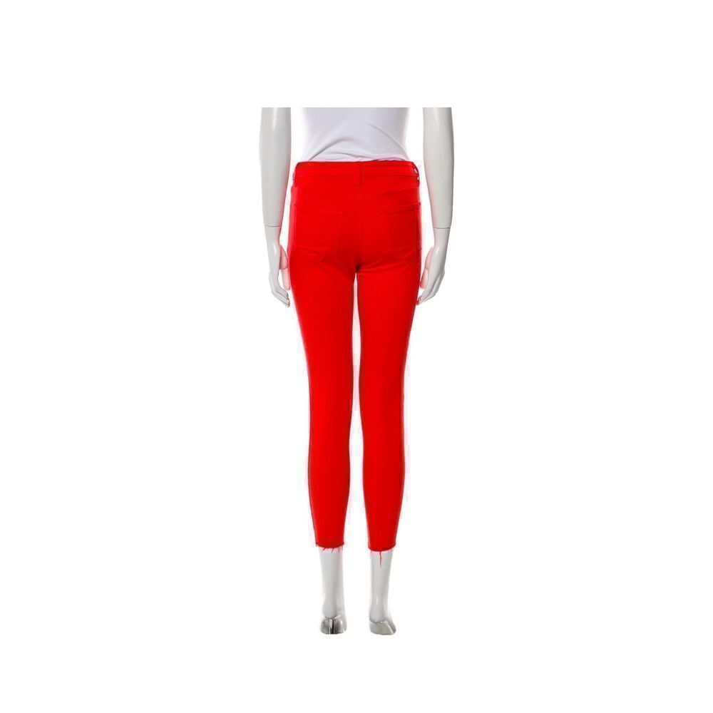 L'Agence Red Low-Rise Skinny Leg Raw-Edge Trim Jeans